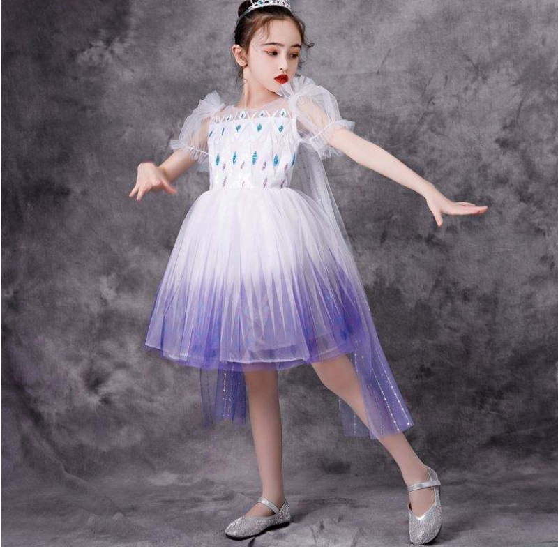 New Girl Elsa 2 Aisha White Dress Kids Princess Girls Halloween Princess Dress Tutu Summer Wedding Birthday Party dress