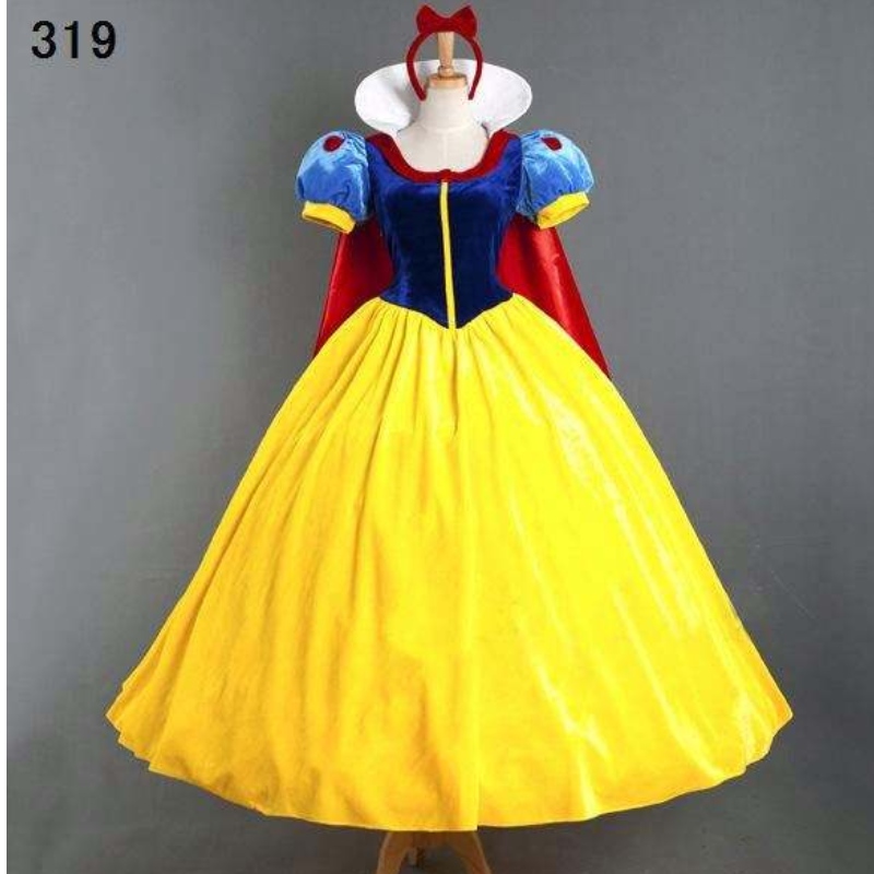 Wholesale Women Adult Halloween Cartoon Princess Snow White Costume For Sale white snow princess With bustle