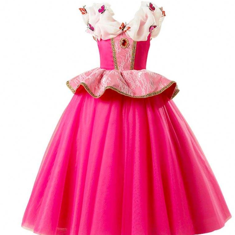 Girl Fancy Deluxe Sleeping Beauty Halloween Princess Costume Party Aurora Dress Up Kids Red Layered Christmas Pageant Ball Gown