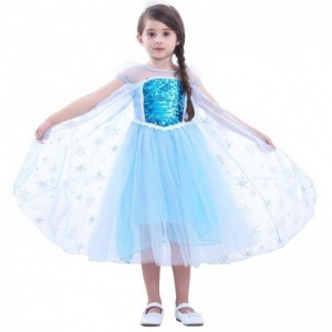 Girls Elsa Princess Elsa Anna Fashion Kids Costume Cosplay Costume Halloween Children Dress With Cape Dress 3-10 Year