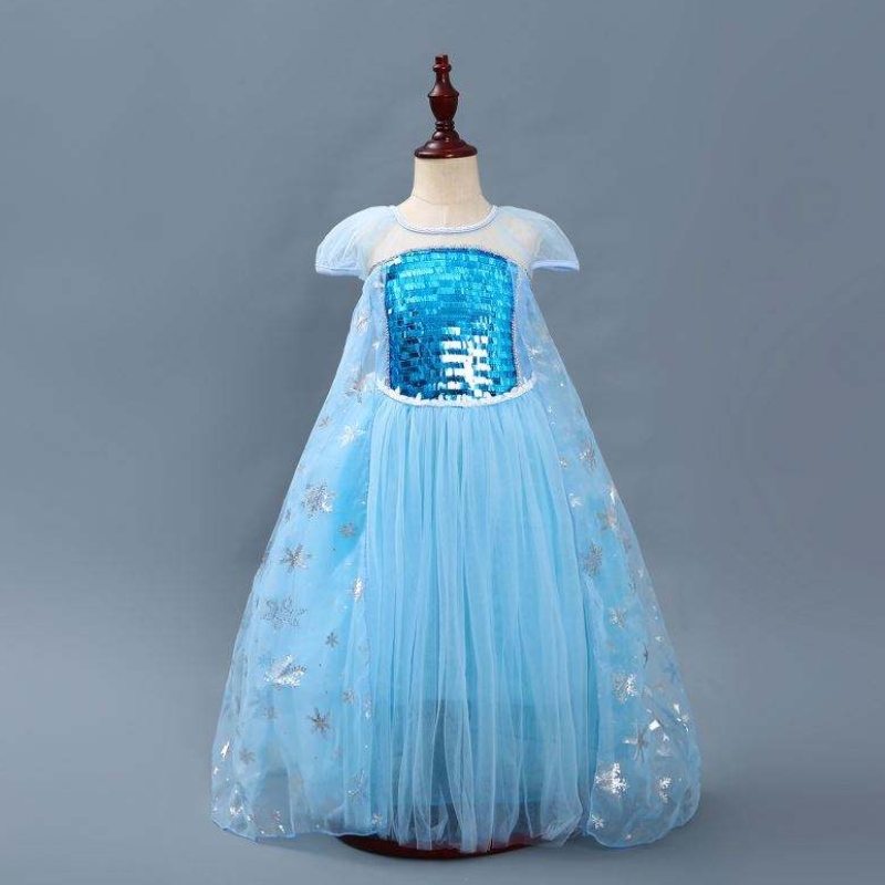 Girls Elsa Princess Elsa Anna Fashion Kids Costume Cosplay Costume Halloween Children Dress With Cape Dress 3-10 Year