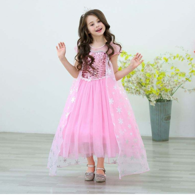 Girls Elsa Princess Elsa Anna Fashion Kids Costume Cosplay Costume Halloween Children Dress With Cape Dress 3-10 Year