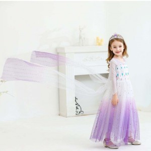 New Girl Princess Elsa dress Kids summer dress for girls Purple Elsa dress for children 2-10 years