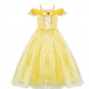 Girls Belle Princess Dress Kids Belle Cosplay Costumes Baby Girl Dress Up Frock Yellow Fancy Dress For Toddler Halloween Party