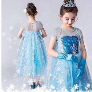 Girl Dress Princess Elsa in Frore Fancy girl dress lace Queen dress Costume