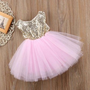 Hot Sales Children Clothing Puffy Princess Skirt Sequins Baby Flower Girl Backless Tutu Dress