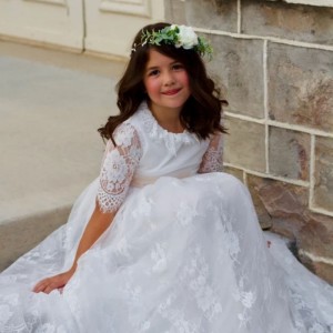 Long White Dresses for Kids Girls Princess Elegant Wedding Guest Children Bridesmaid Lace Dress Party Evening Gown 3 6 14 Years