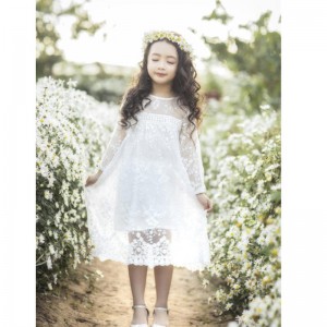 White Dresses for Kids Children Wedding Bridesmaid Lace Dress Party Evening Gown 3 6 14 Yearsfor Flower Girls