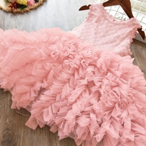 Summer Toddler Girl Dresses Kids Lace Flower Ball Gown Children Girls Fluffy Cake Smash Dress Princess Party Clothing