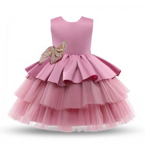 Toddler Baby Girl Ball Gown Wedding Dress Big Bow Baptism Dress First Year Birthday Party Evening Bridal Baby Tutu Fluffy Clothe