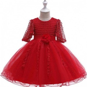 BAIGE Birthday Cute Lovely Girls Party Dress Christmas Baby Lace Flower Kids Boutique L5115