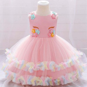 BAIGE Children Unicorn Party Princess Dress Up Flower Gilr Dresses Kids Girl Wedding Party Dress