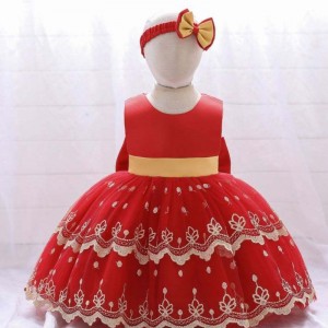 BAIGE Hot sale girl wedding flower kids lovely clothing party tutu girls' short birthday toddler dresses for 2 years old