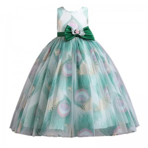 Princess Dress Kids Formal Evening Wedding Party Costume For Girls Children Gown Tulle Flower Summer Dresses