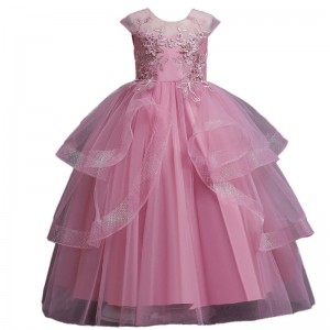 Flower Girls Mesh Tulle Dresses For Teenagers Vintage Summer Sleeveless Elegant Party Tutu Vestidos Children Dress