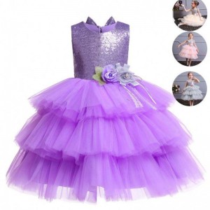 Summer new backless cake princess skirt girl bow sequin children's fashion dress costume 1729