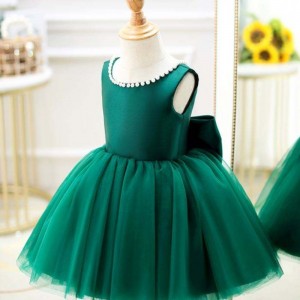 BAIGE Toddler Princess Flower V back Beading Dress Baby Girls Birthday Wedding Party Dresses