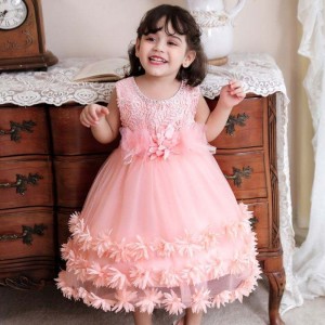 Small Baby Girls Dress Designs New Fashion Flower Kids First Birthday Formal Dress For 0-4y Baby