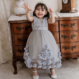 BAIGE Turkey Style Kids Frock Girl Dress Baige Kids Birthday Party Dress 2Years N2103