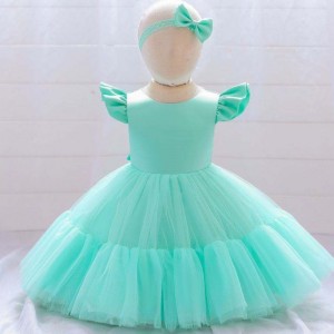 BAIGE 4years Short Sleeves Children Birthday Party Dress Kids Baptism Puffy Ball Gown L2038XZ