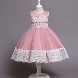 BAIGE New Arrivals Beautiful Embroidery Lace baby girl birthday dresses wedding girl flower girl dress