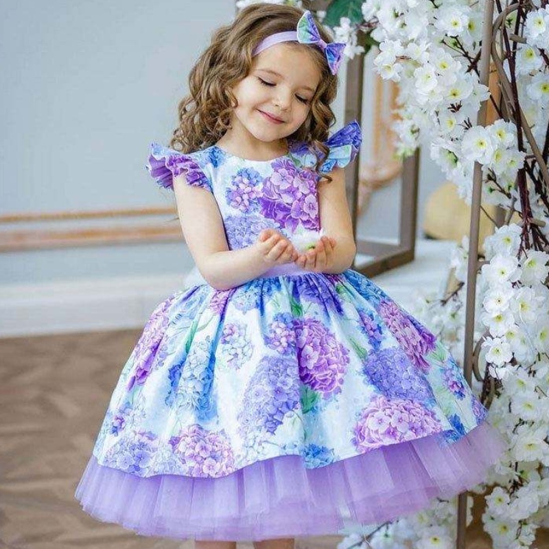 BAIGE Latest Floral Print Girl's Dress Children's Clothes For 3 Years Old Flower Girl Bridesmaid Dresses For Party