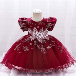 BAIGE Baby Girl Frocks Design Short Sleeve Performance Dance Dress Children's Party Wear Gown L2028XZ