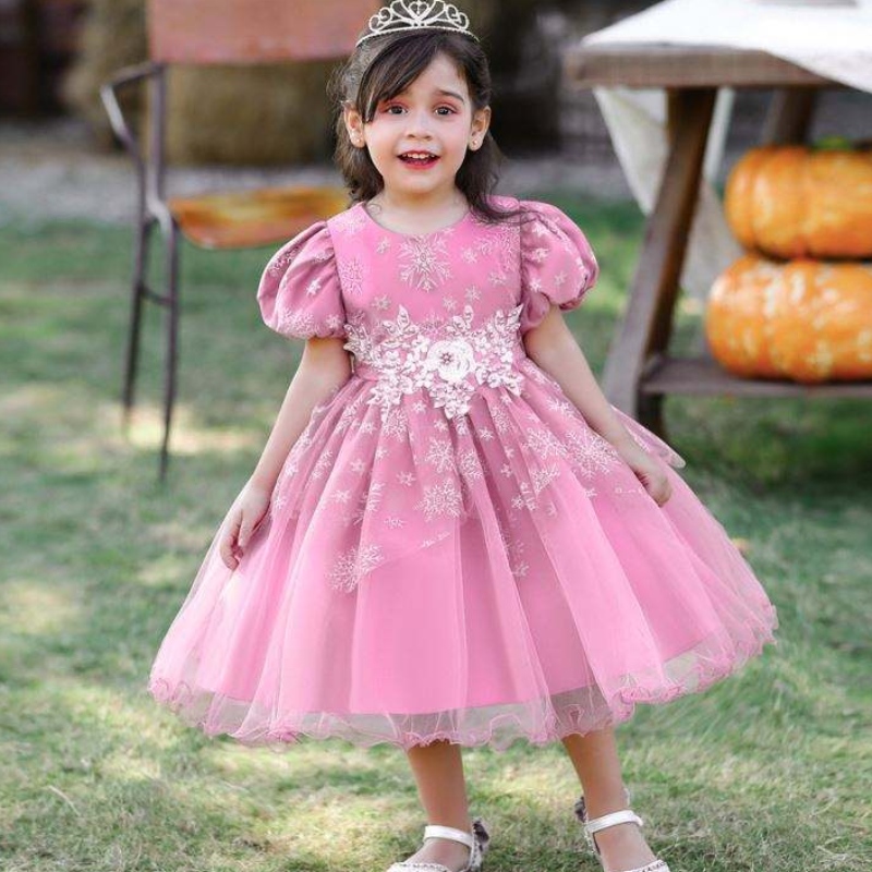 BAIGE Baby Girl Frocks Design Short Sleeve Performance Dance Dress Children's Party Wear Gown L2028XZ
