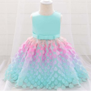 BAIGE Amazon Top Sale Mermaid Sequin Baby Dress Princess Girls Party Birthday Dresses one piece girls party dresses