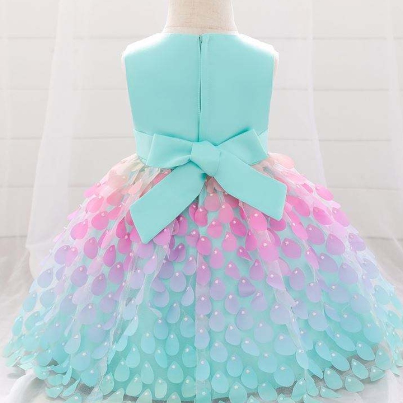 BAIGE Amazon Top Sale Mermaid Sequin Baby Dress Princess Girls Party Birthday Dresses one piece girls party dresses