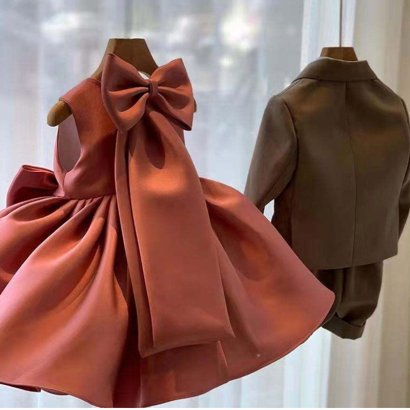 BAIGE New Design Girls Dresses Summer Little Girl Princess Party Bow Kids Formal Dress Children Prom Clothing
