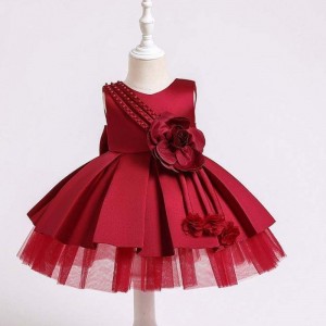 BAIGE Newborn Baby Party Dress For 0-2 Years Kids Summer Satin Frock Children Birthday Dresses XZ001