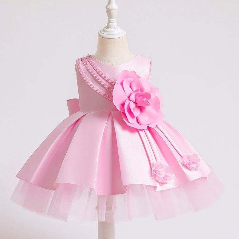 BAIGE Newborn Baby Party Dress For 0-2 Years Kids Summer Satin Frock Children Birthday Dresses XZ001