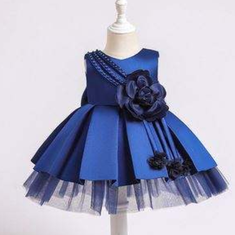 BAIGE Newborn Baby Party Dress For 0-2 Years Kids Summer Satin Frock Children Birthday Dresses XZ001