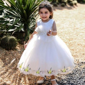 BAIGE Appliqued Embroidery Flowers 2022 hot girls selling clothes party dress for girl
