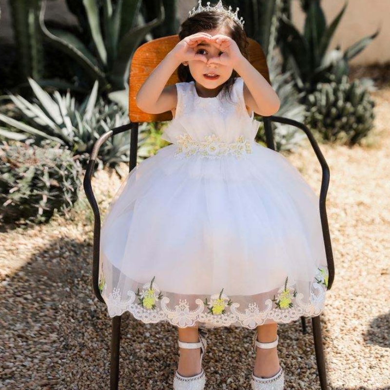 BAIGE Appliqued Embroidery Flowers 2022 hot girls selling clothes party dress for girl