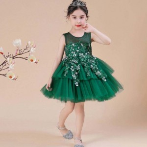 BAIGE Sleeveless Applique Cake Flower chic Dress baby dresses girl kids clothing