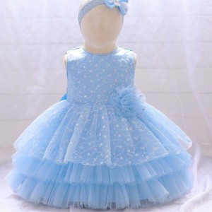 BAIGE Sleeveless New Infant Party Dresses Flower Girl Dress Baby Frock Designs 2Years L2010XZ