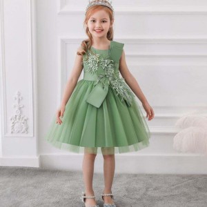 New Wedding Party Girls Dresses Fashion Puffy Birthday Cute Unique Cotton Christmas Apparel Frock L5082