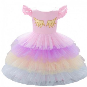 2019 New Arrival Children Clothes Girls Unicorn Layered Tutu Party Dress With Free Headwear DJS011