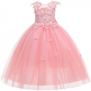 BAIGE Wholesale Applique pretty princess summer flower girls dresses wedding birthday party dress for girls 4-14Y in stock