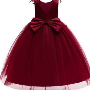 BAIGE sleeveless Princess Layers maroon white pink Tulle Flower Girls Birthday Party Dresses Flower Girl Dress