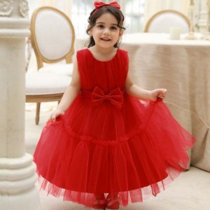 BAIGE 4years Newborn Baby Girl Dress Puffy Sleeveless Kids Wedding Dress With Free Headband L2066XZ