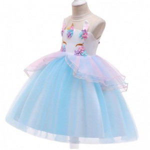 New Unicorn Evening Dress Kids Clothes Baby Party Mesh Fancy Dresses For Girl dress DJS006