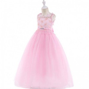 BAIGE New style Kids Party Dress Girls Wedding Dresses Bridal Gown Pink Flower Children Evening Clothing