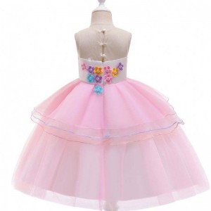 New Arrival Kids Flower Unicorn Dress Baby Custom Clothes Children Frock Designs DJS006