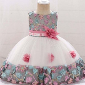 Amazon Hot Sale England Style Formal Ruffles Sleeveless Baby One Piece Girls Party Pageant Dresses L5045XZ