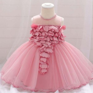 New Design Children Clothes Kids Frock Design Flower Baby Girl Birthday Dress L1932XZ