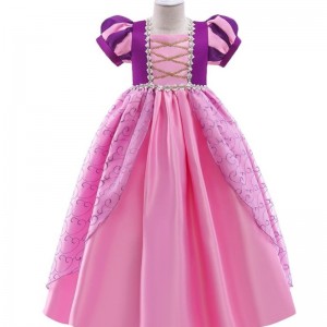 BAIGE New Kids Halloween Costumes Girl Purple Rapunzel Sofia Snow Queen Cosplay Princess Dress