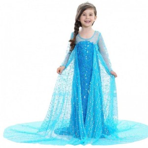 High Quality Fancy TV&Movie Dress Froze Elsa Costume Birthday Party Cosplay Costume Anna White Children Dresses Girl Party